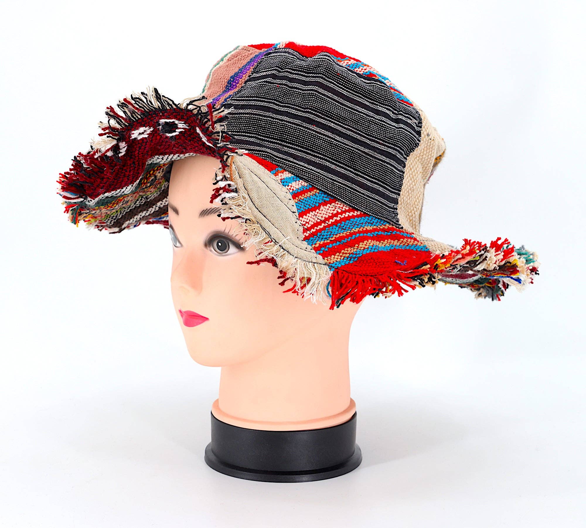 Himalaya Handmade – Chapéu de pescador - Mulher por atacado – Chapéu boêmio artesanal de retalhos hippie de cânhamo28