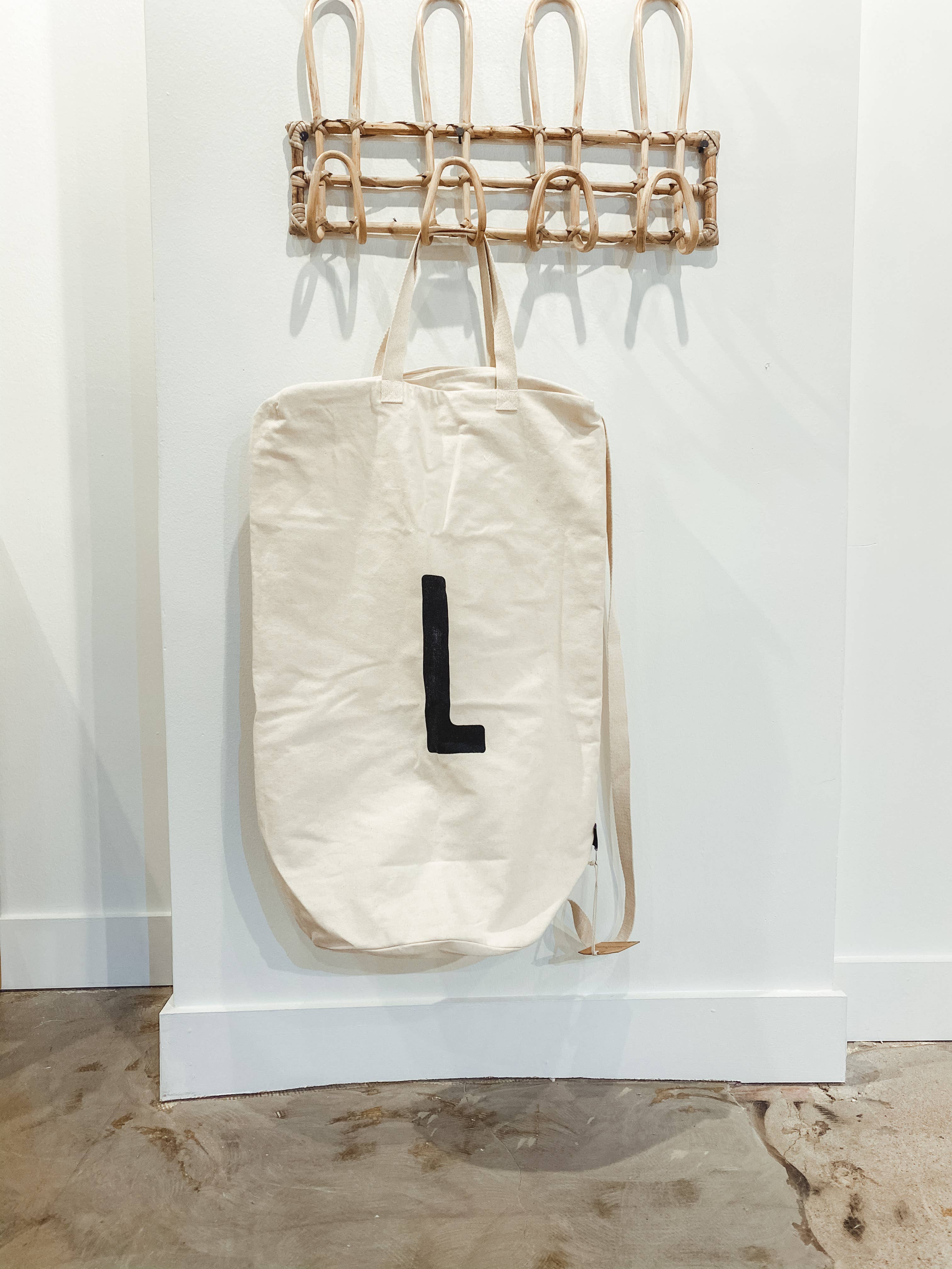 Modern Burlap - Wholesale Laundry Bag - Cotton Canvas Laundry Bag With Shoulder Strap - Alphabet7