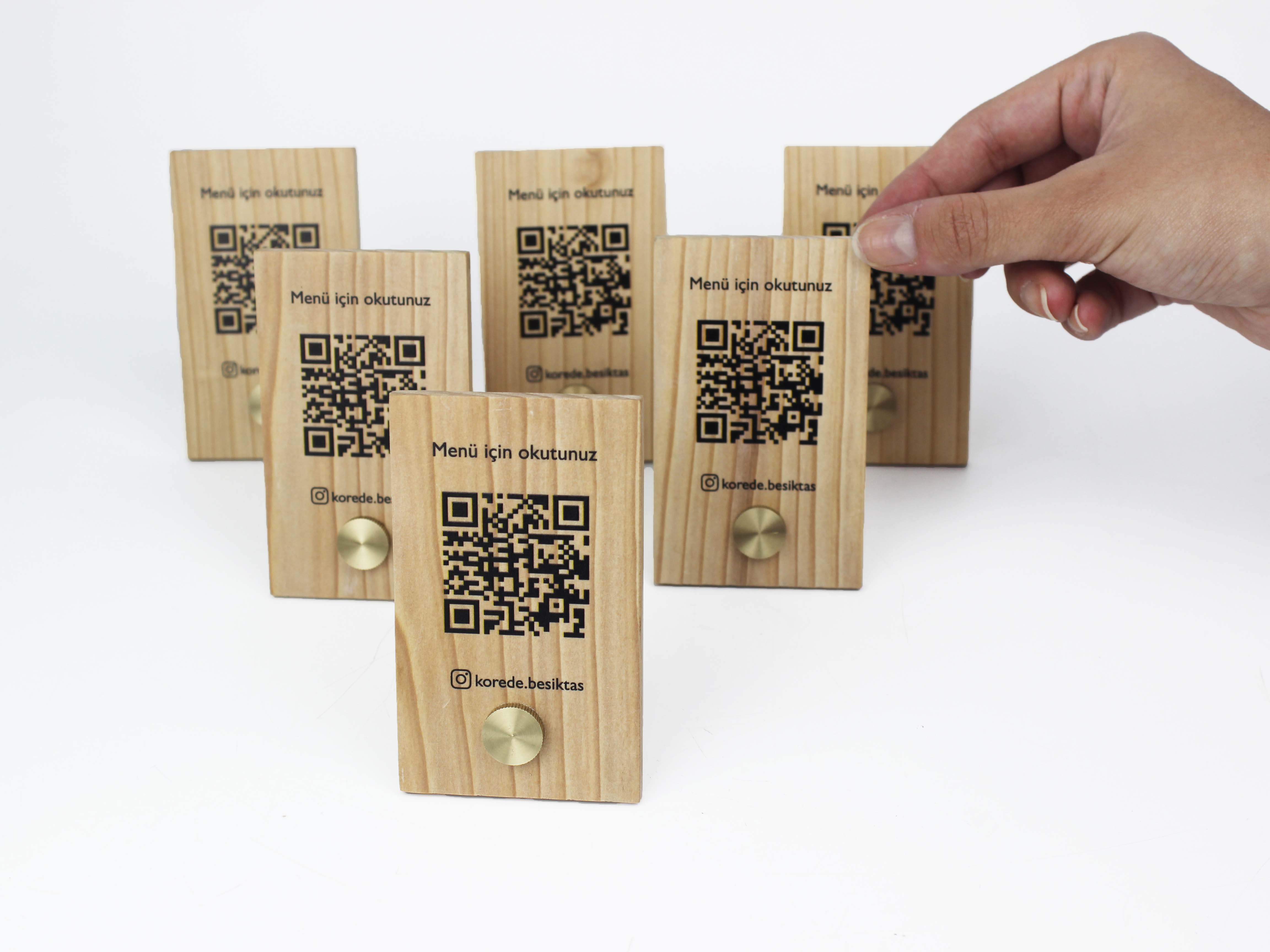 OtimSan - Wholesale Retailer Display Stand/Case - Wooden QR Code Menu Stand1