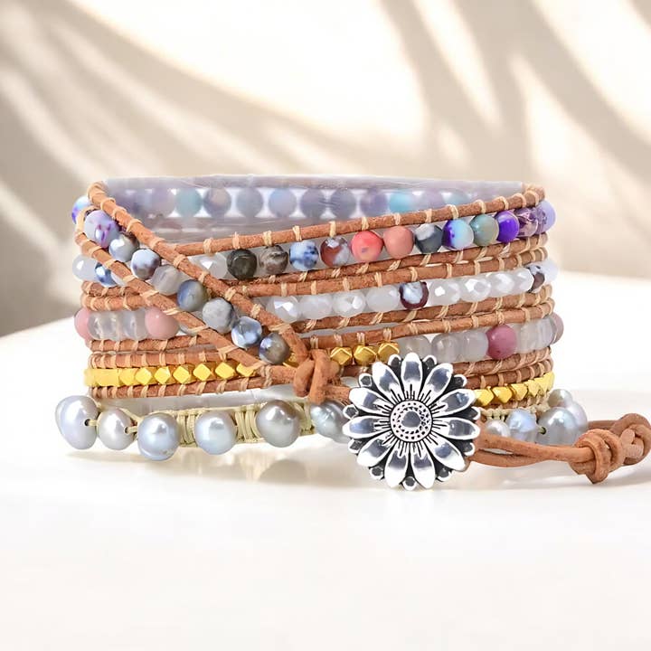 Healing Pink Tourmaline Crystal Wrap Bracelet for wholesale by Cape Diablo