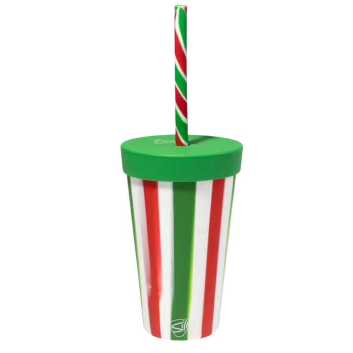 16 oz Silicone Silipint Straw Tumbler - Poinsetta for wholesale by Silipint