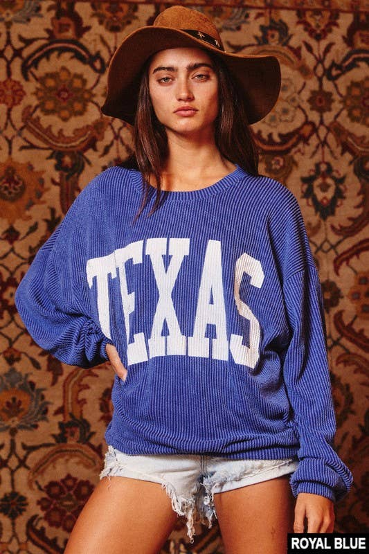 BUCKETLIST INC - Wholesale Graphic Sweatshirt - Women's - T1770 -'Texas' Comfy Graphic Sweatshirt, Gameday15