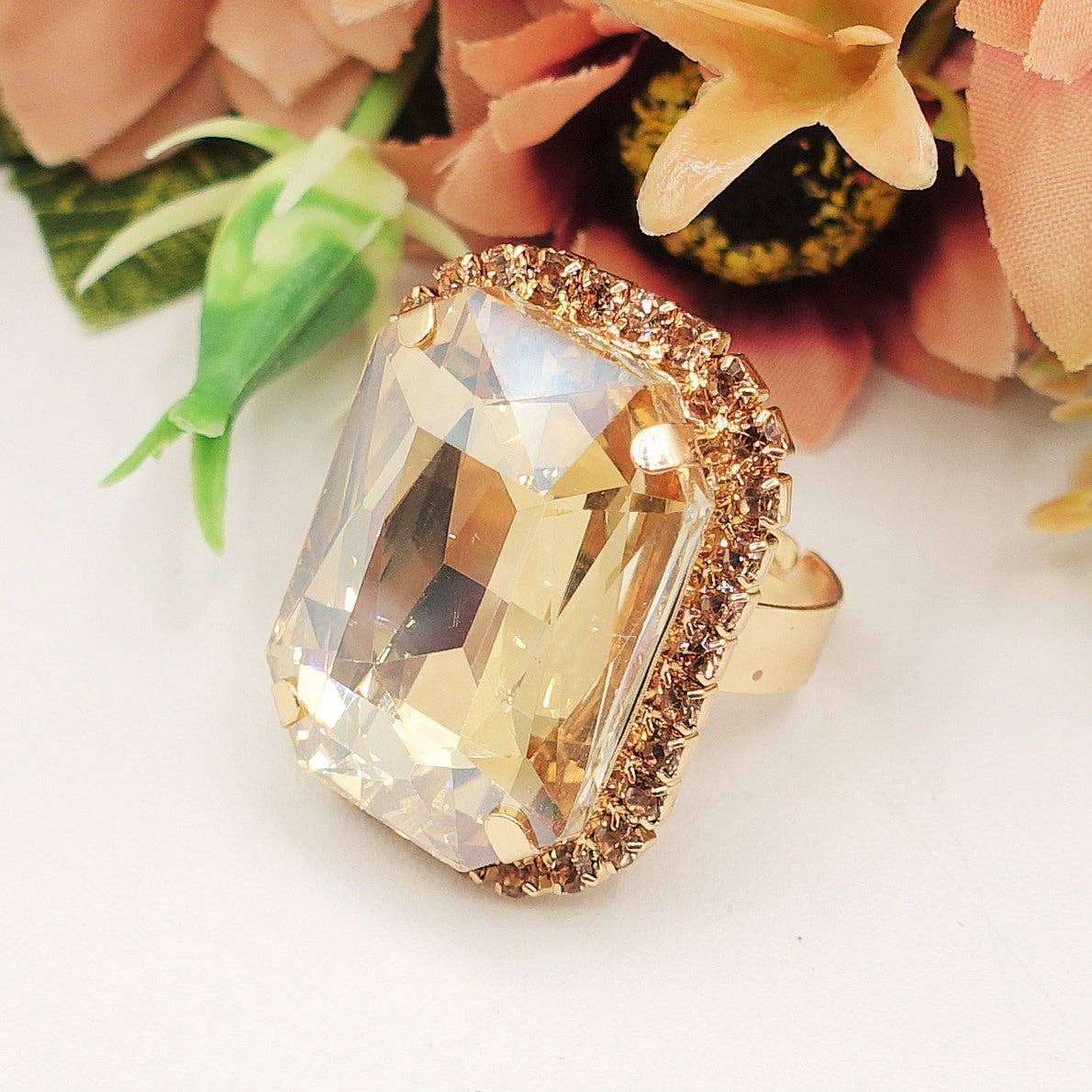 Daemon srls - Wholesale Cocktail/Statement Ring - ARIEL - ANELLO regolabile con pietra sfaccettata e zirconi11