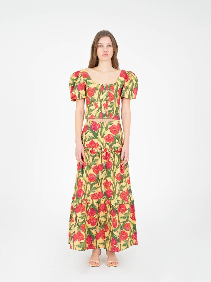 CARMEN SAYS – wholesale Blus - Dam – Zafira Gul Blommig Topp