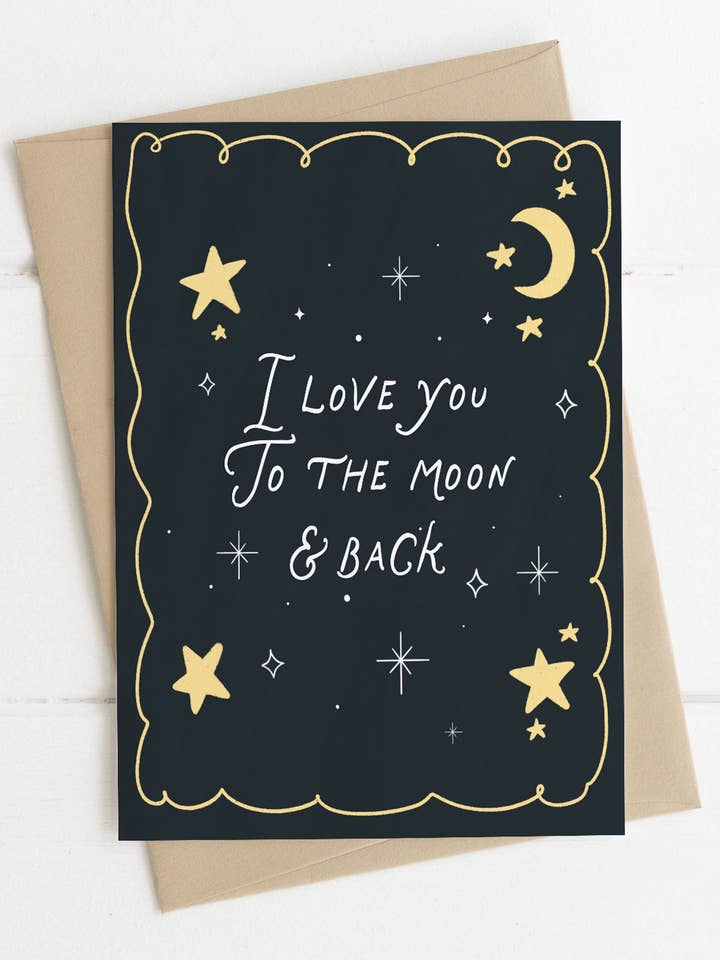 Je t'aime jusqu'à la lune et retour | Carte de la Saint-Valentin pour la vente par Illustrations Its Funny Howww Inc