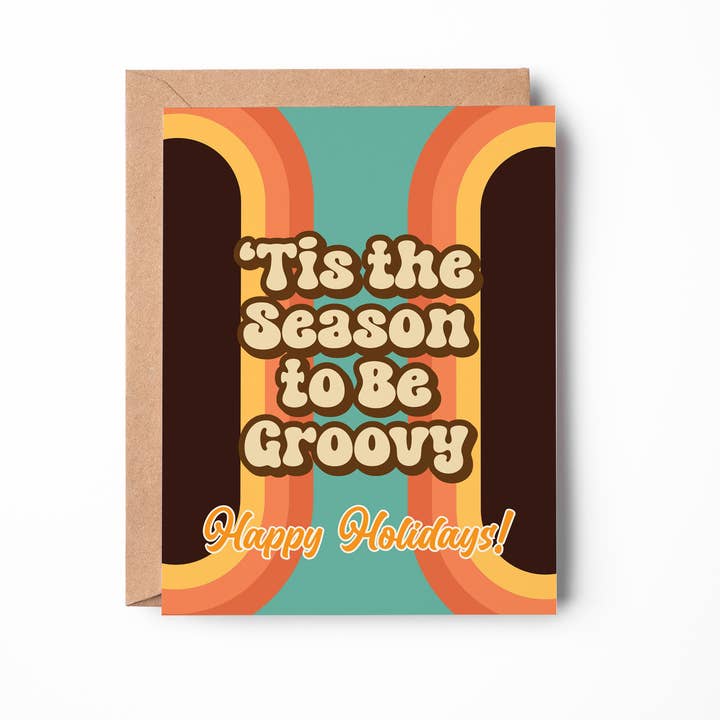 Tis The Season To Be Groovy Holiday Card for wholesale by GiGi Thomas Designs