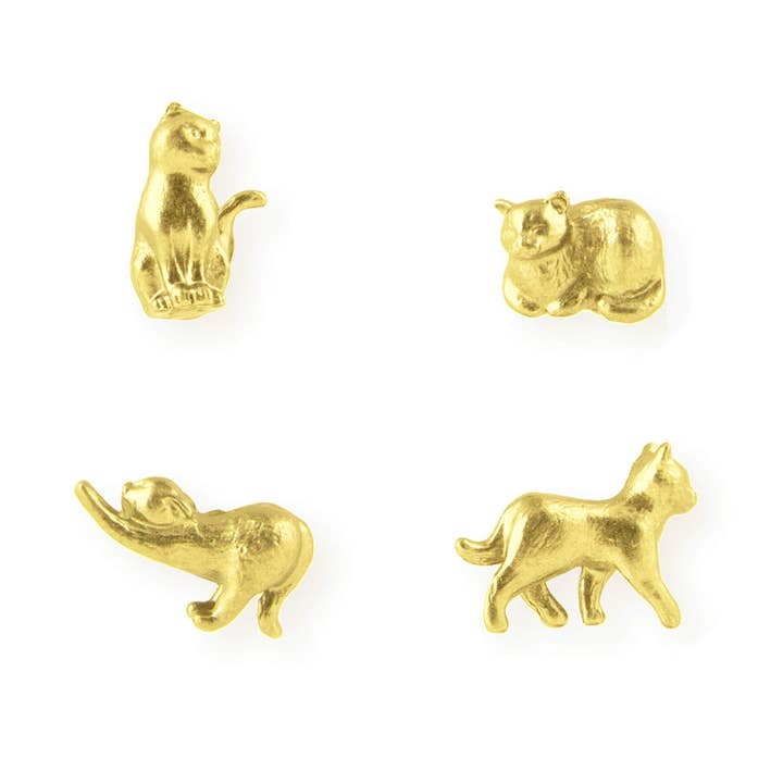 cast metal cat magnets for wholesale by Three by Three Seattle