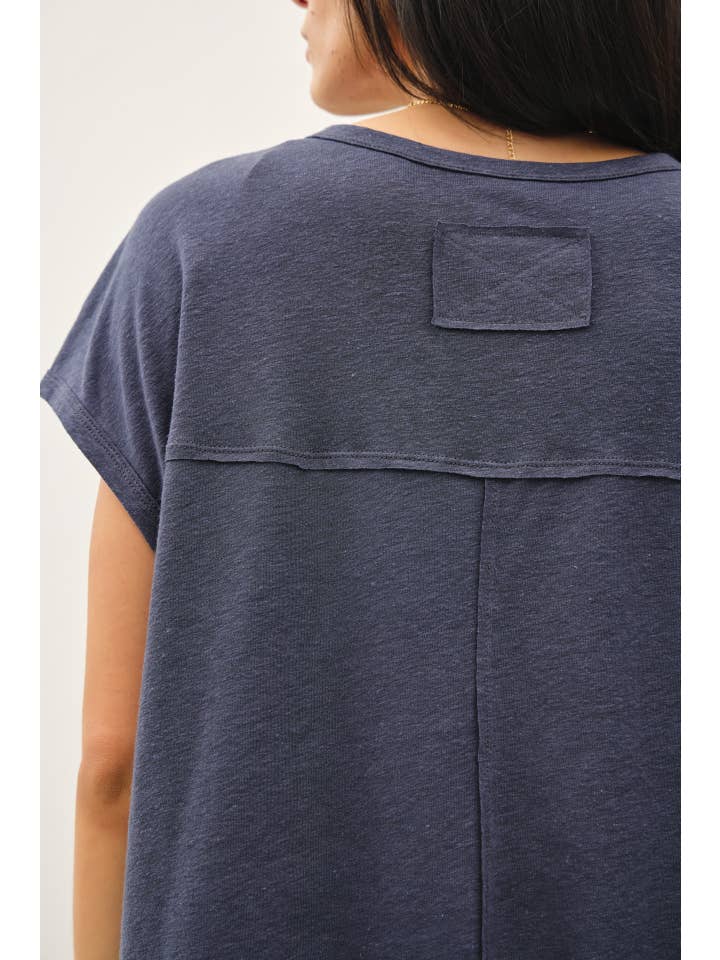 Be Cool - Wholesale T-Shirt - Women's - LINEN BLENDED BASIC CAP SLEEVE BOXY TEE