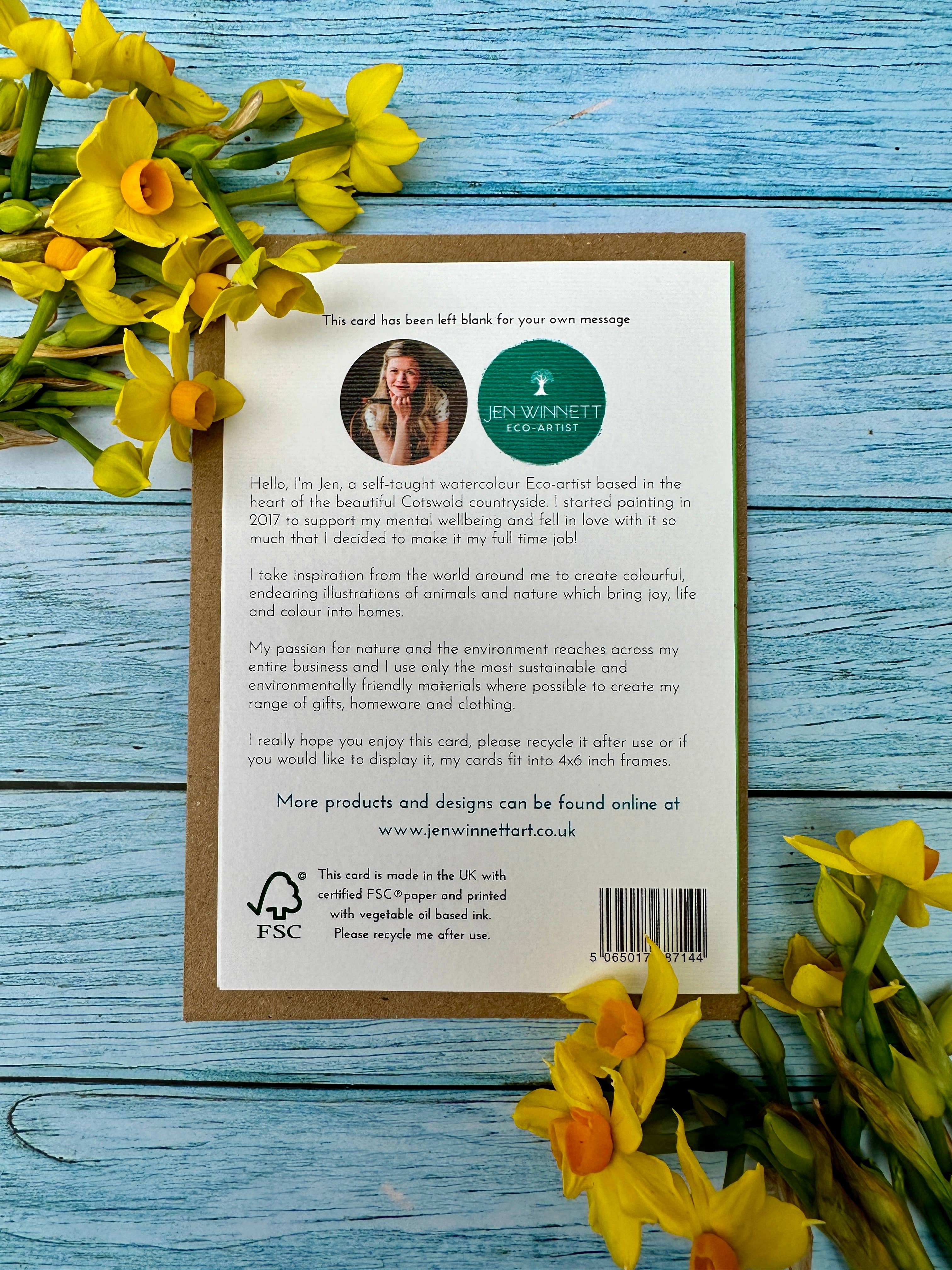 Jen Winnett Eco Artist - Wholesale Everyday Greeting Card - Fintastic Dolphin | Eco Friendly Card Cute Colourful Sea1