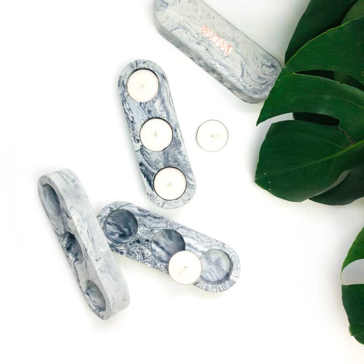 Known Goods Co. – Suporte de vela por atacado – Porta-Velas de Chá Concrete Trio