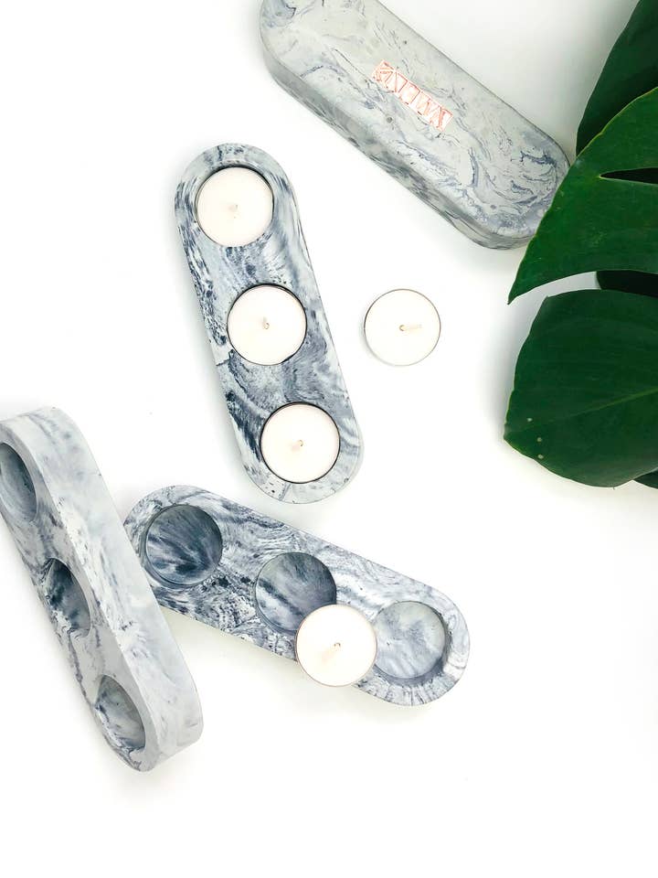 Concrete Trio Tea Light Candle Holder for wholesale by Known Goods Co.