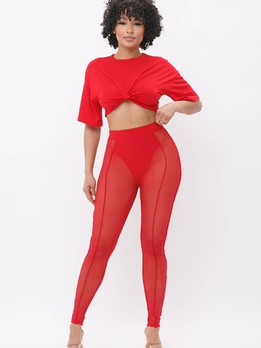 Leggingset met croptop en gecombineerde kleur voor wholesale door Belita Collection