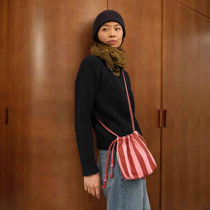 Rose in April - Wholesale Crossbody Bag - Women's - BILLIE BAG STRIPES BRICK / PINK1