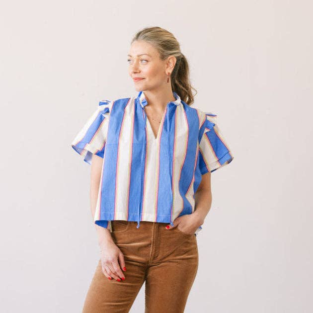 Sunshine Tienda - Wholesale Blouse - Women's - Cabana Stripe Gemma Top3