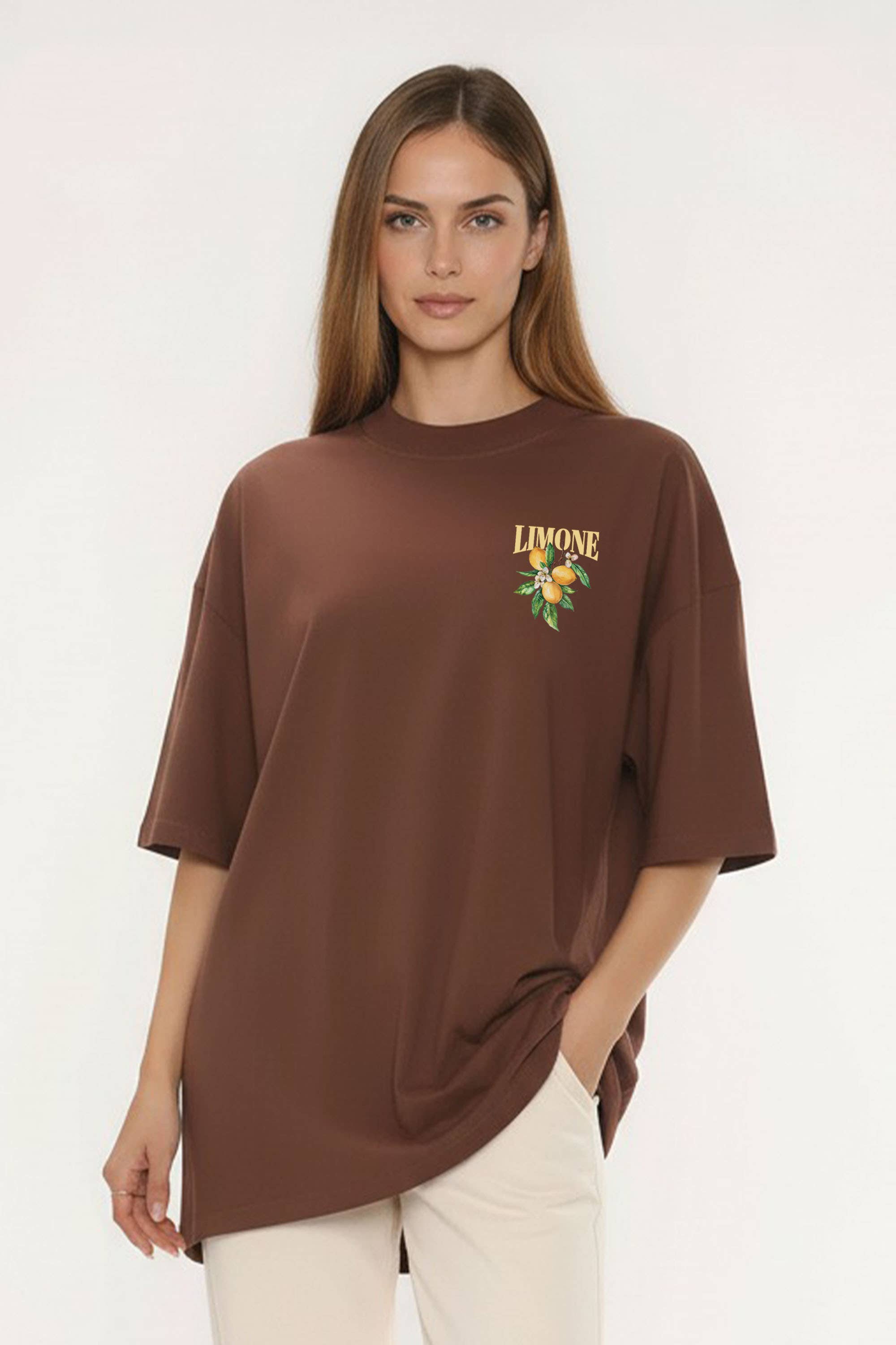 Missi Clothing – wholesale Tunic – Women’s – Women Oversized T-Shirt In Limone Rise Print 3