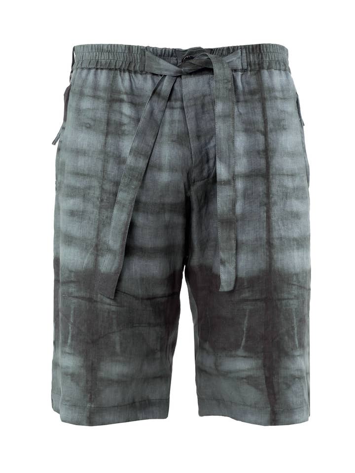 calções bachi - azul poeira - calções largos de linho para homem por atacado de Jan Hilmer + Sparrow