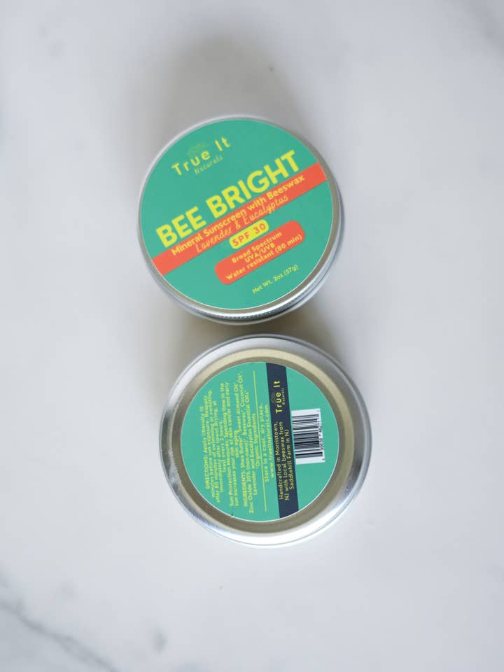 Eucalyptus/Lavender BEE BRIGHT | Mineral Sunscreen Tin SPF30 for wholesale by True It Naturals