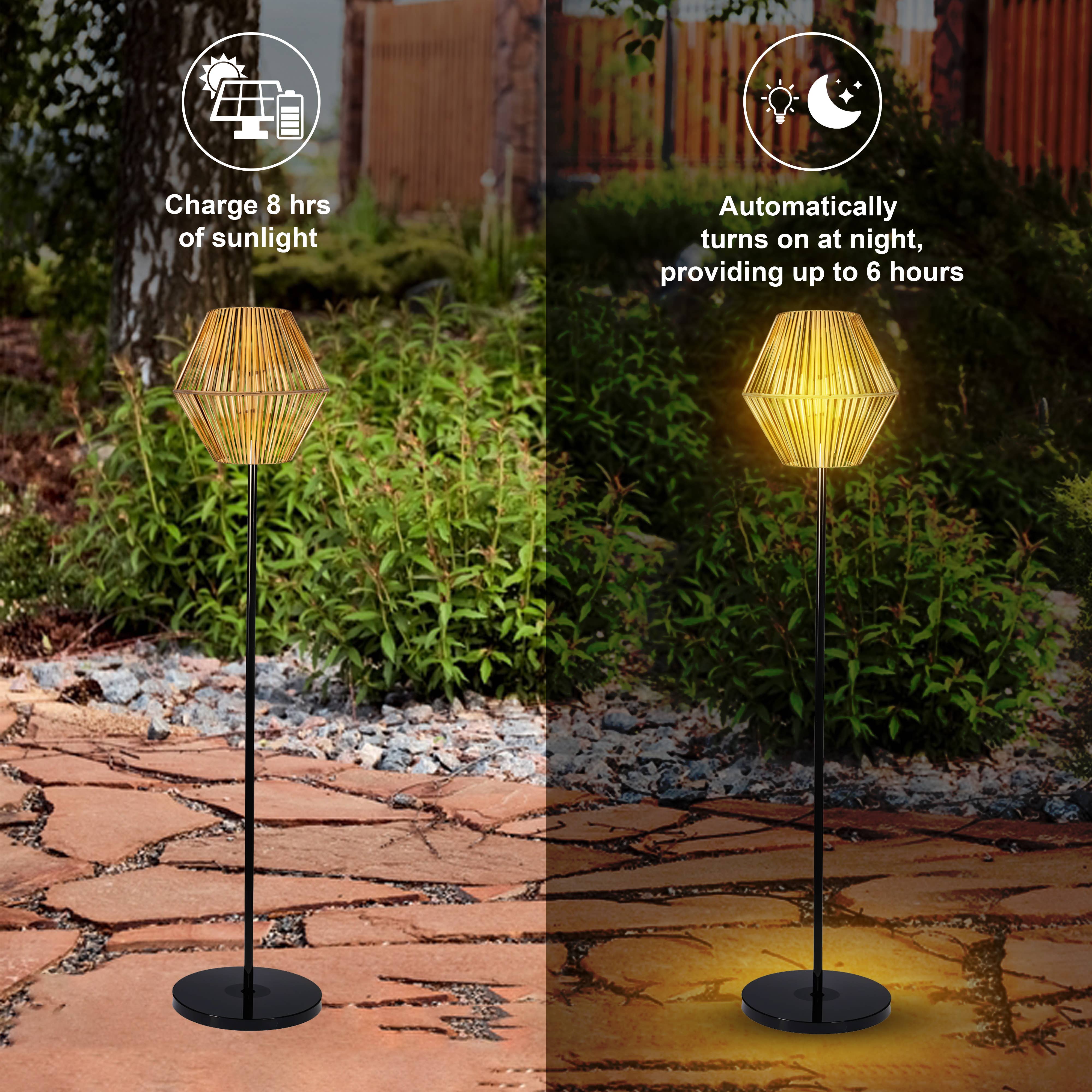 MARRON Lampadaire solaire en rotin de 120 cm pour extérieur en vente sur Faire5