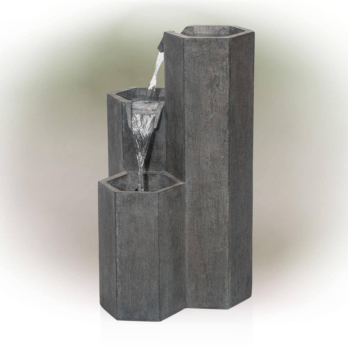 Alpine Corporation - Wholesale Outdoor Ornament/Decor - Alpine 3-Tier Hexagonal Columns Fountain with LED Lights9