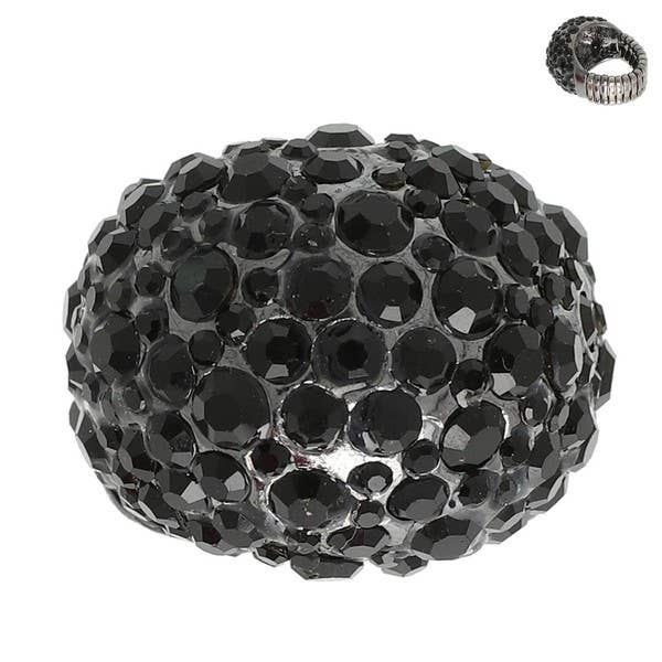 anbfashion - Wholesale Cocktail/statement ring - CRYSTAL RHINESTONE PAVE DOME STRETCH RING RQ907