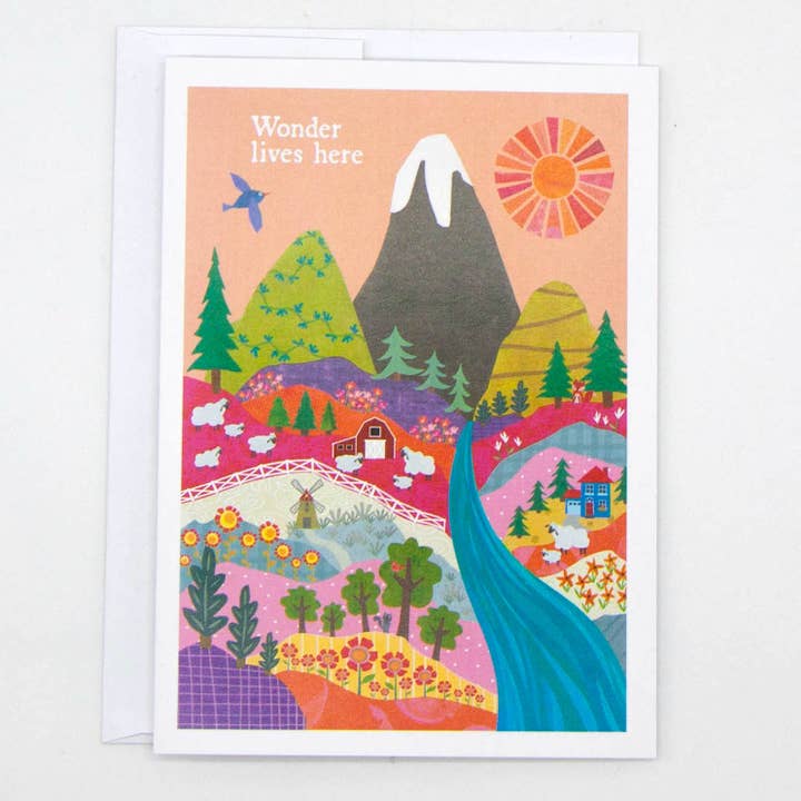 Wonder Lives Here Card – Whimsical Nature & Joyful Art for wholesale by Kim Dettmer Art