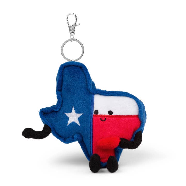 Texas State Flag Plush Bag Charm Key Chain -Lone Star for wholesale by Stuffed States USA