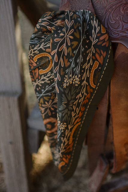 Tirzah Lane Art - Wholesale Scarf - Women's - Western Harvest in Deep Juniper Silk Cowgirl Wild Rag Scarf3