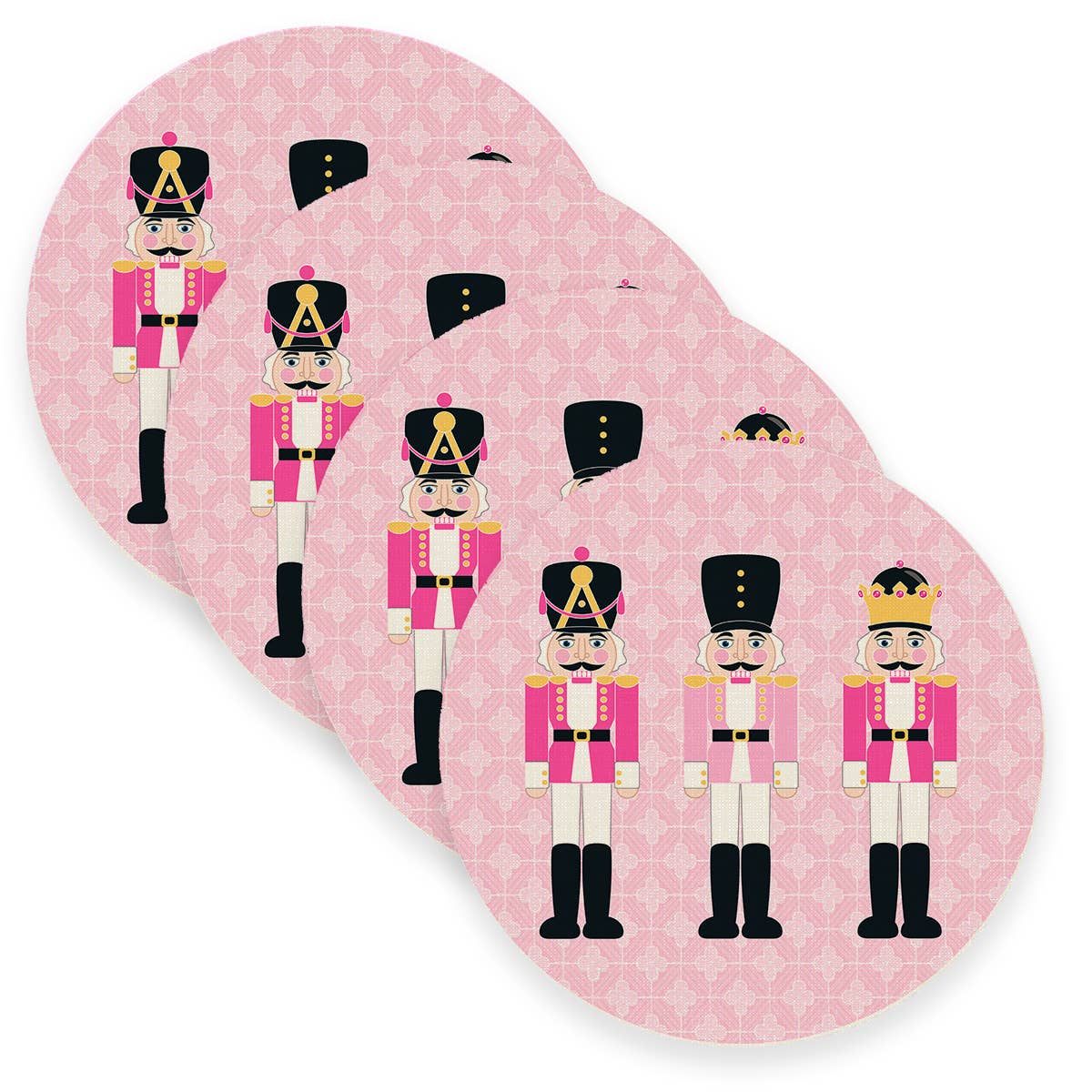 Marye-Kelley - Venta al por mayor Manteles individuales - Manteles individuales de lino rosa con forma de cascanueces2