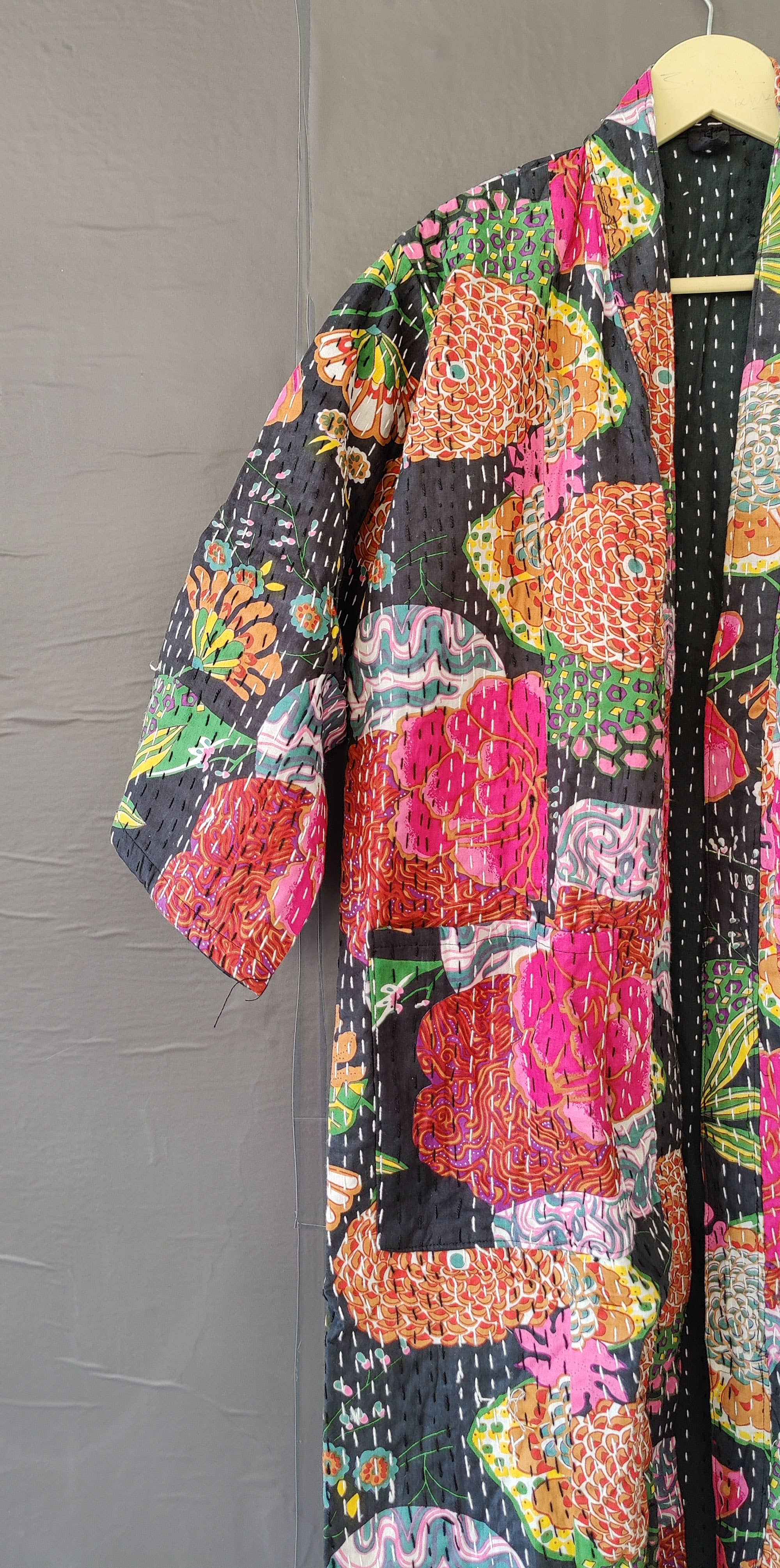 Bhawana Handicrafts – wholesale Kimono – Women's – Handmade Kantha Robe Cotton Kimono Cardigan Gown 4