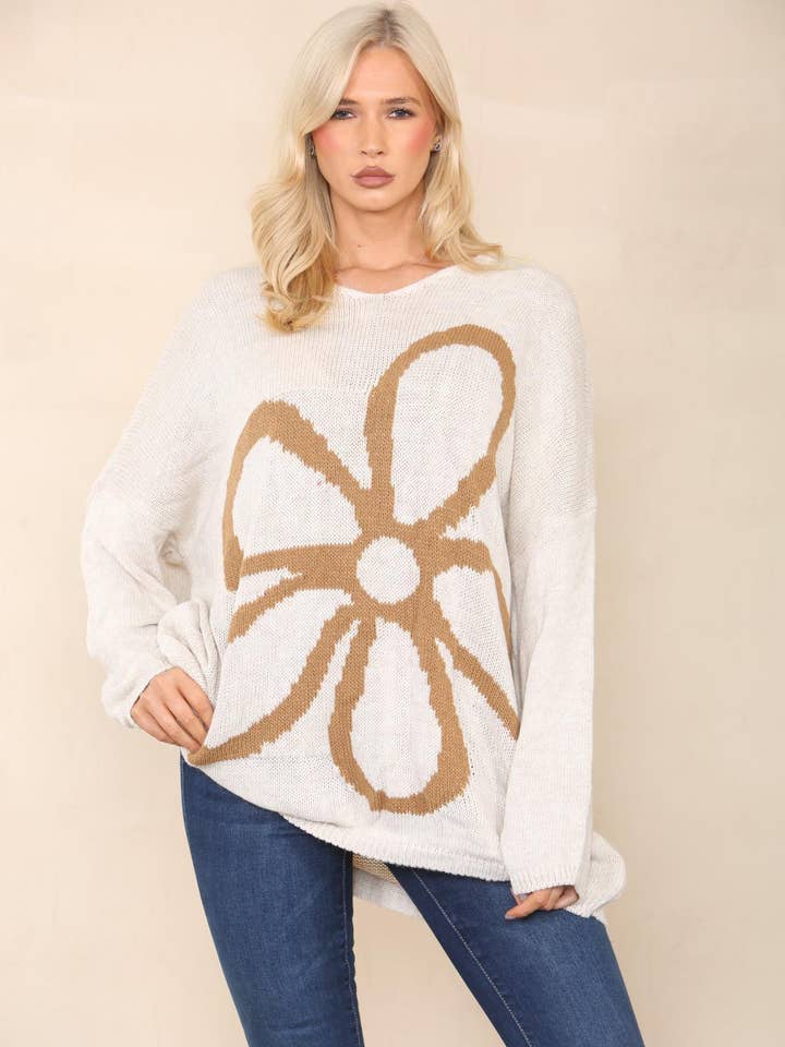 Miss Bold – Engroshandel Tunika - Dame – Italiensk overdimensioneret strikket jumpertop med blomsterprint16