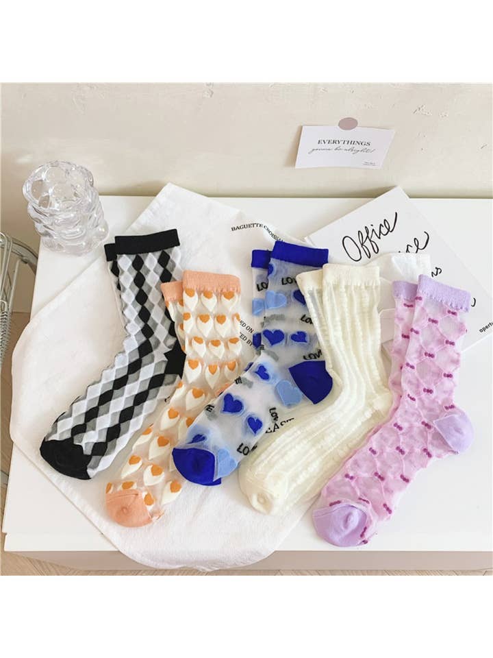 Rufia - Calcetines Transparentes con Patrón de Corazones para venta al por mayor de Funkyrel® Atzbranding Limited