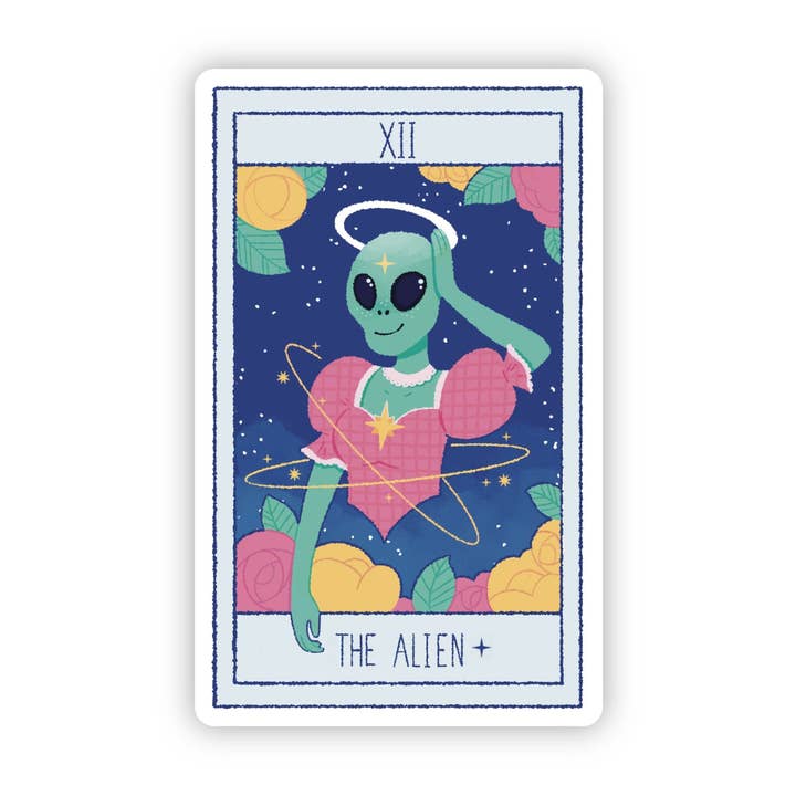 "The Alien" Funny Tarot Card Sticker for wholesale by Big Moods