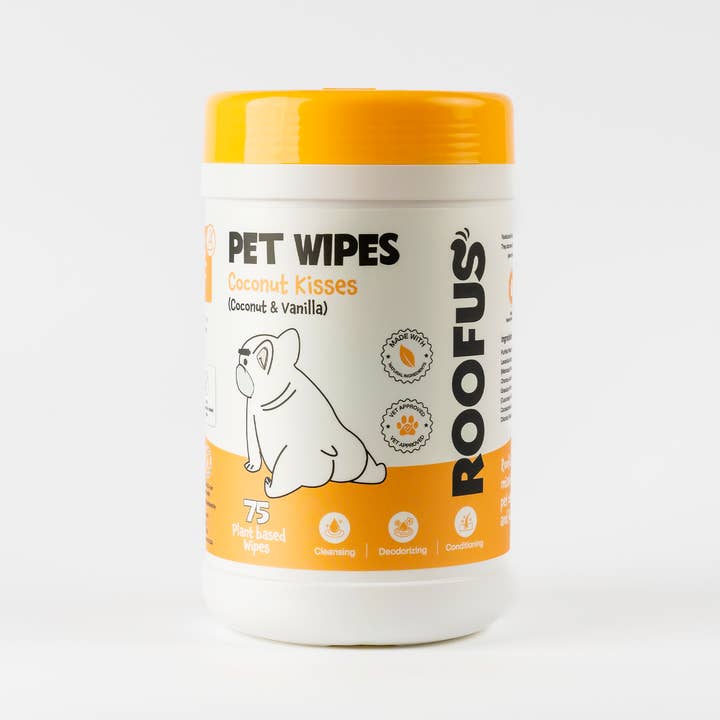 Pet Wipes - Coconut Kisses - 75 Large Wipes for wholesale by Roofus