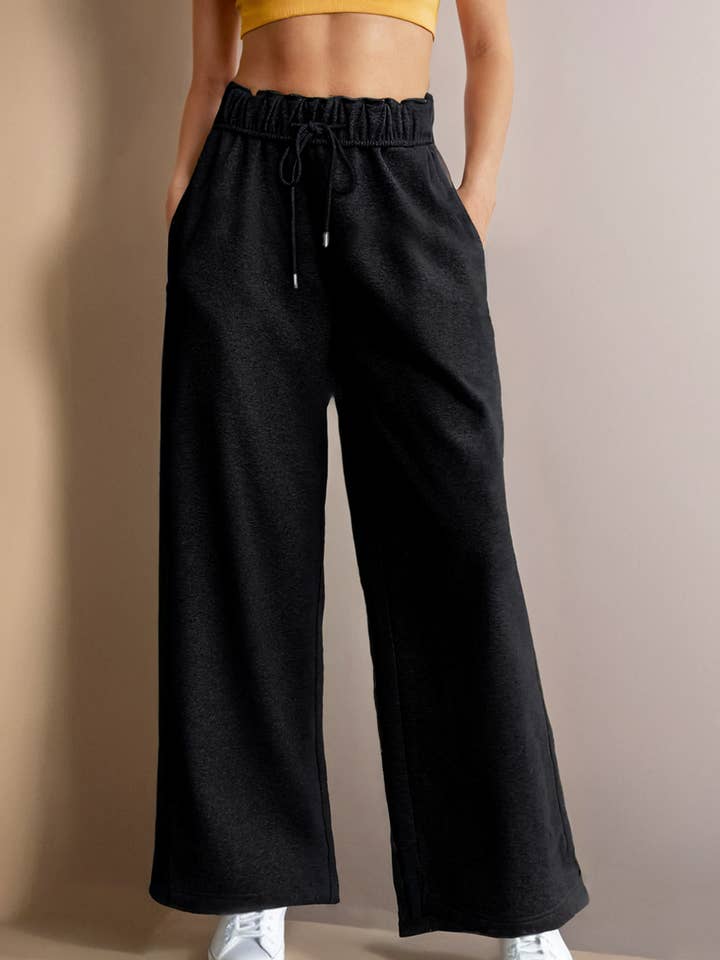 Elastic High Waist Drawstring Wide Leg Sweatpants for wholesale by LA Society