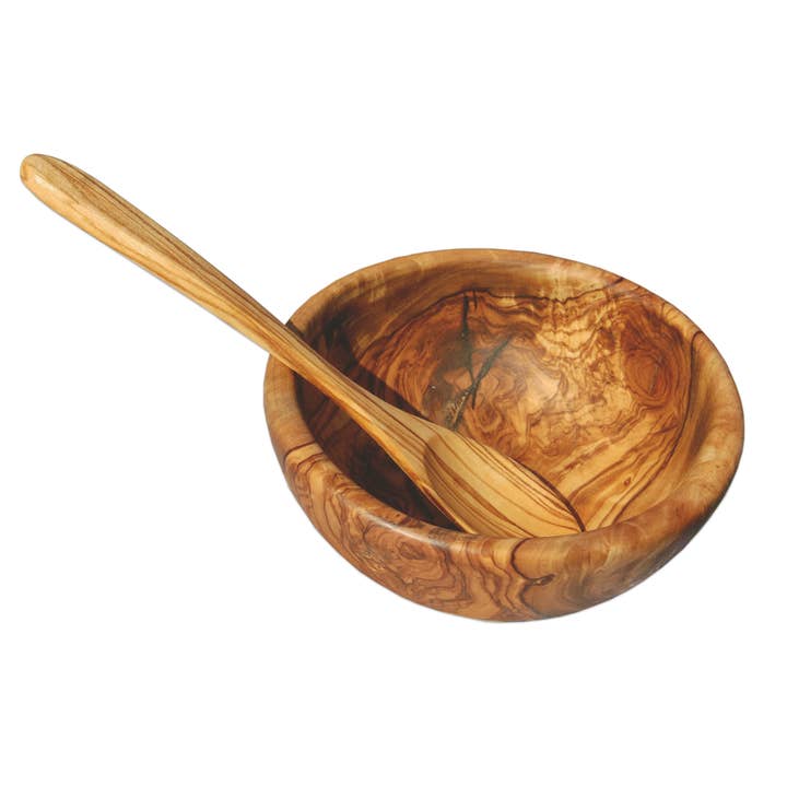 cereal bowl 16 cm with spoon for wholesale by olivenholz-erleben