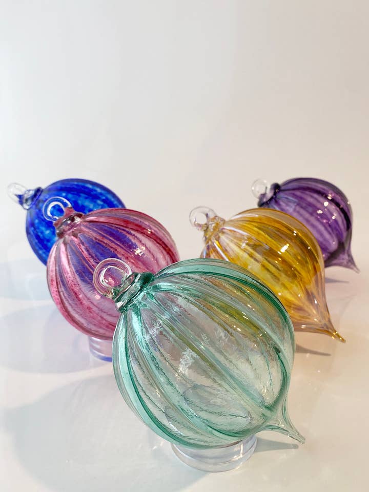 Point Holiday Glass Ornament for wholesale by Kim Savoie Glass
