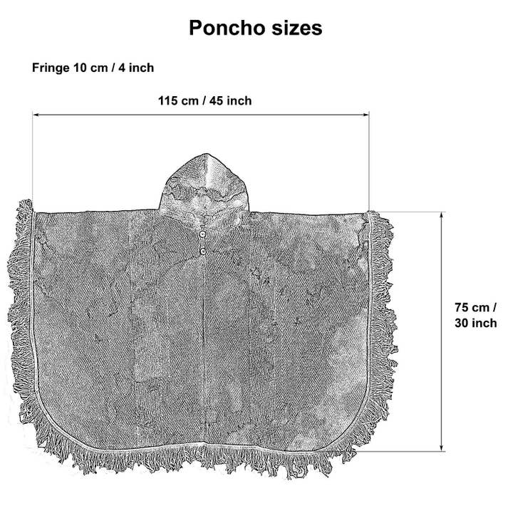 ECUALAMA – Engroshandel Poncho - Unisex – Llama Uld Unisex Sydamerikanske Håndvævede Hooded Poncho8