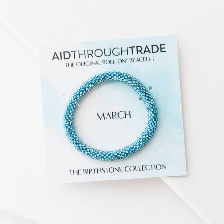 Aid Through Trade - Wholesale Beaded Bracelet - 💎 Roll-On® March Birthstone Bracelet