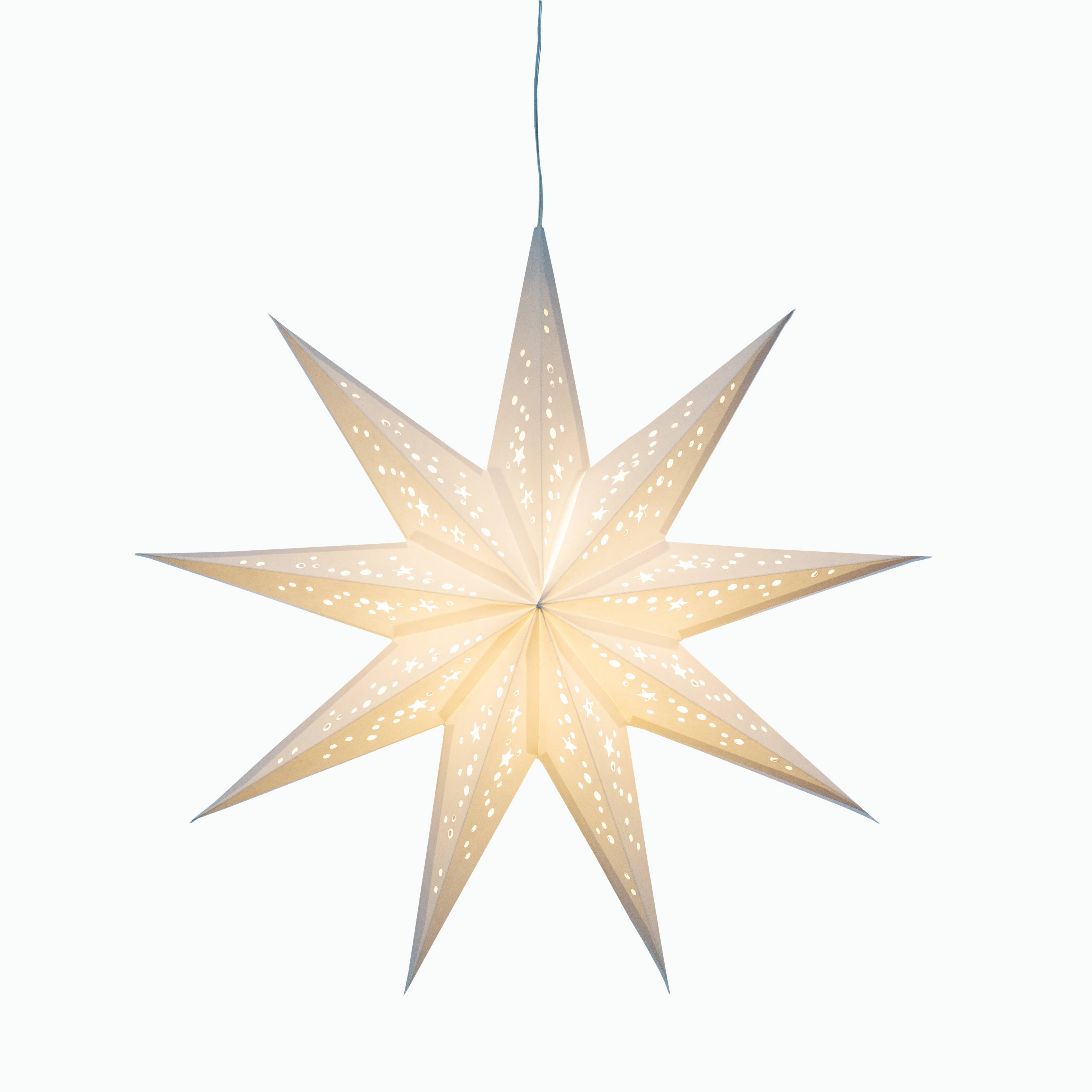 Artschatz LLC - Wholesale Paper Lantern/Lamp - Twinkle Star ~ 9 P, 16", White Paper Star Lantern Light6