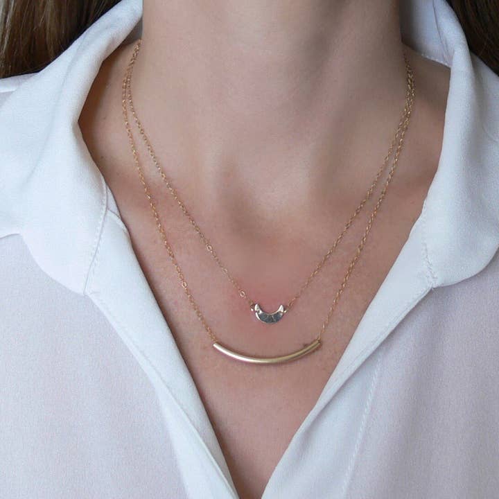 Dainty Moon Necklace for wholesale by Rope and Leather