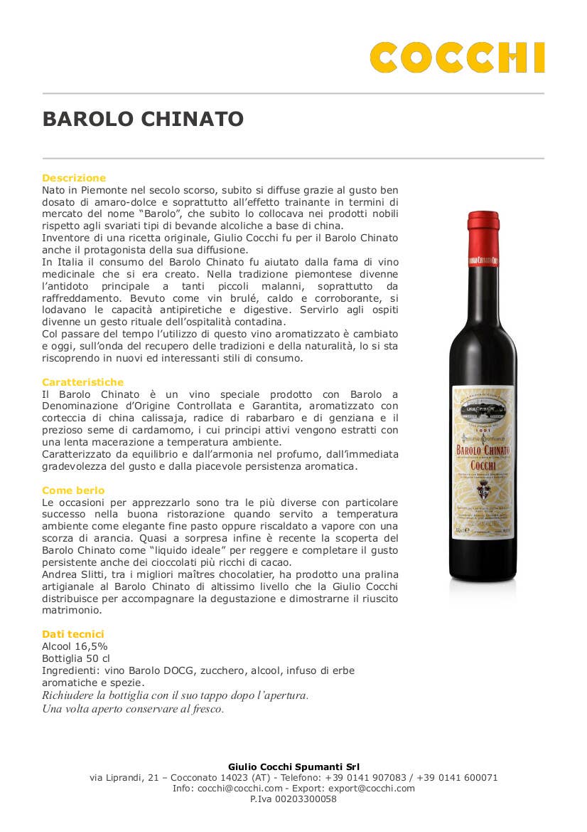 Metina SAS - Wholesale Red Wine - Barolo Chinato Aromatic Cocchi Wine 50 cl.3