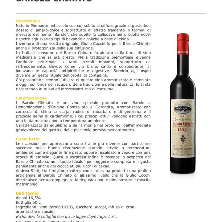 Metina SAS - Wholesale Red Wine - Barolo Chinato Aromatic Cocchi Wine 50 cl.3
