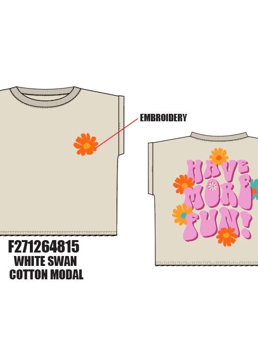 Sweet Soul - Wholesale Screen Printed T-Shirt - Kids - Have more fun retro floral front back tween graphic tee