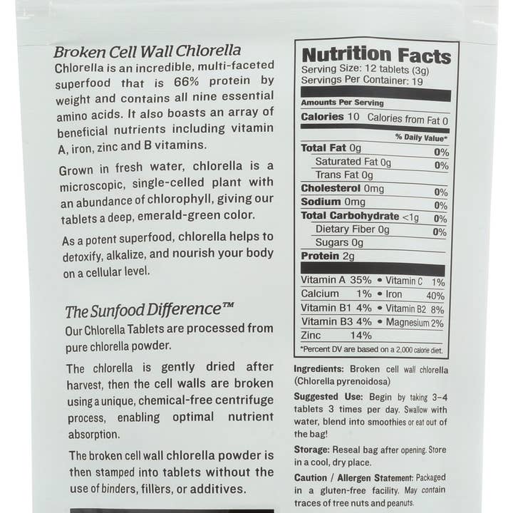 Everyday Supply Co - Wholesale Oral Supplement/Vitamin - SUNFOOD SUPERFOODS TABLETS CHLORELLA1