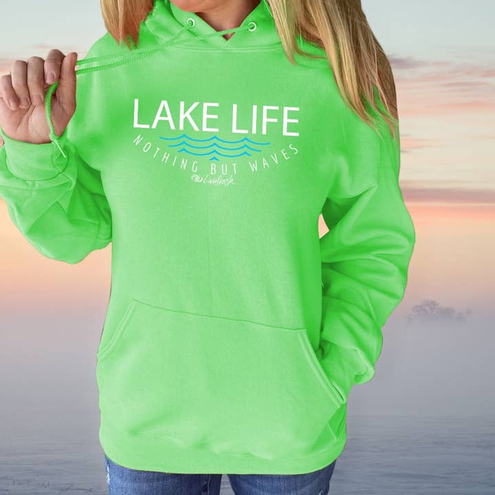 LIVNFRESH - Wholesale Hoodie - Women's - "Lake Life WAVES" Relaxed Fit Bright Classic Hoodie1