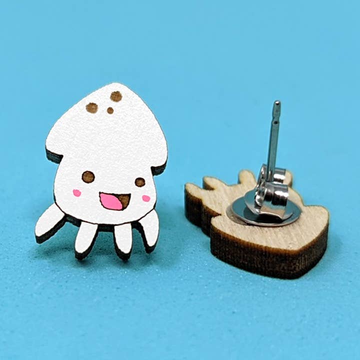 Cutie Squid Stud Earrings for wholesale by Unpossible Cuts