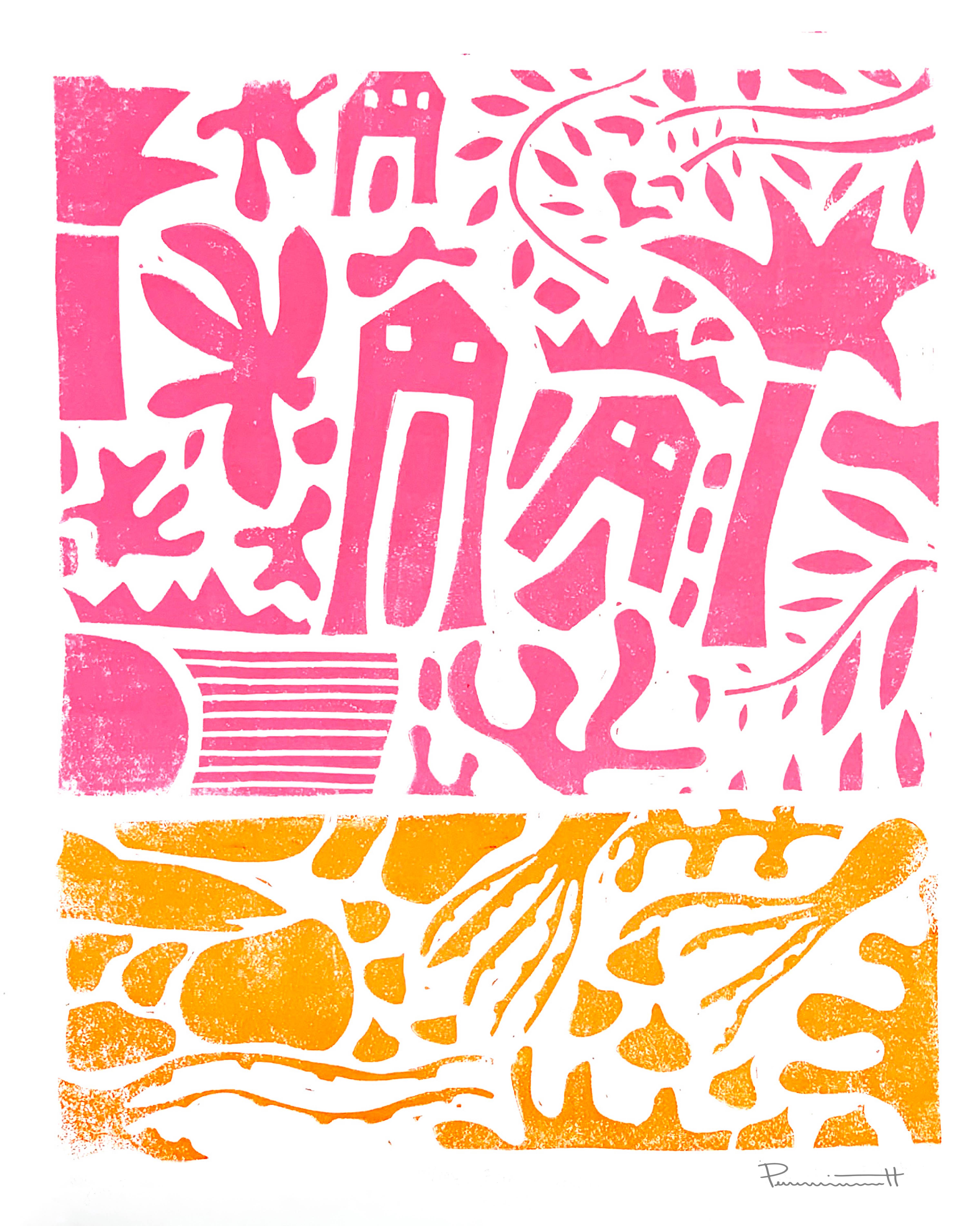 Valerie Perreault Studio - Wholesale Art Print - "Sunset" - Linocut Fine Art Print  4