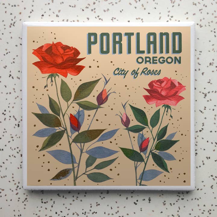 City of Roses Tile Coaster for wholesale by Robot Candy