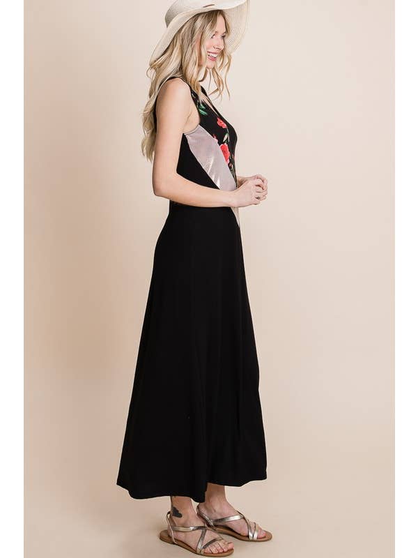 Emerald Collection - Wholesale Dress - Women's - ETD-811 Floral Shimmer Contrast Maxi Dress