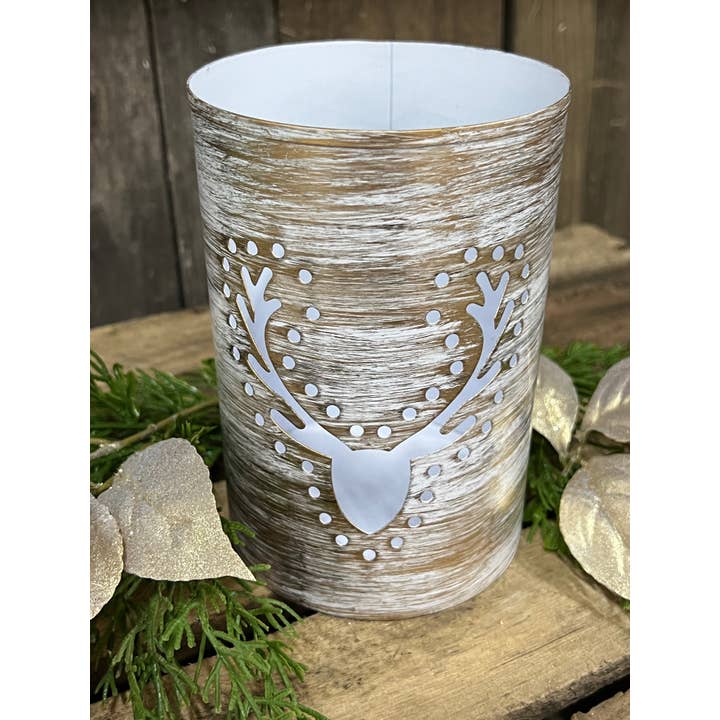 Wholesale Home Decor - Wholesale Decorative Jar - Deer Head Cutout Iron Container 4x6in